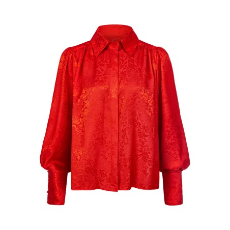 Red silk shirt