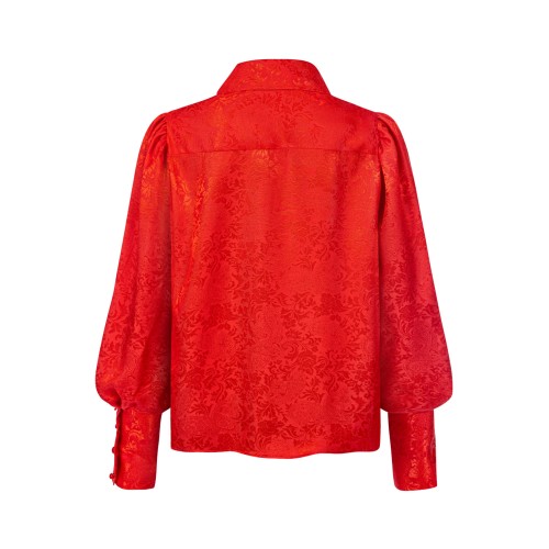 Red silk shirt