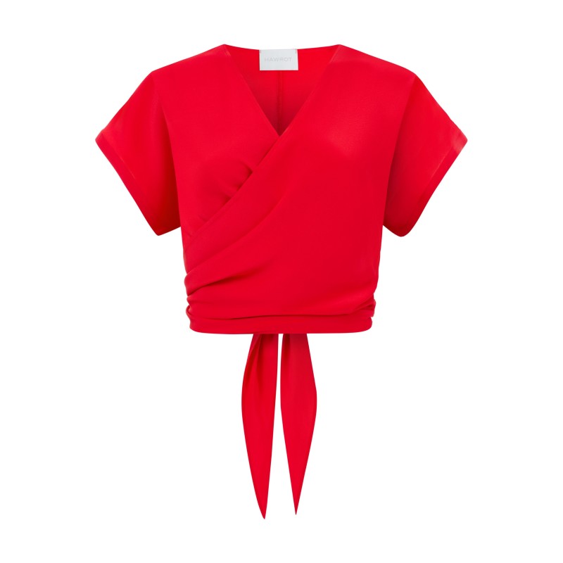 Red silk blouse