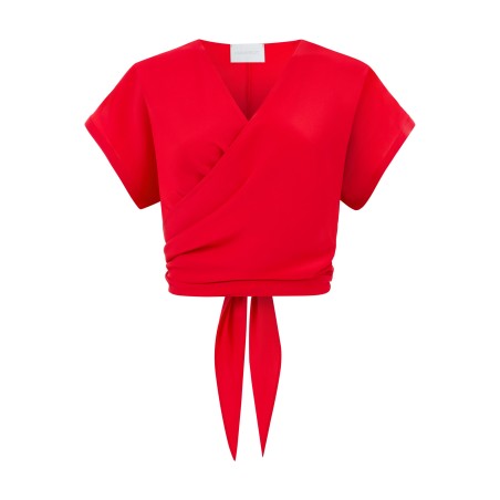 Red silk blouse
